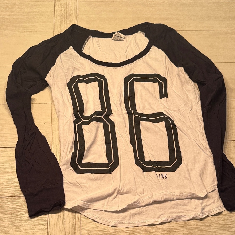 NWOT Vintage PINK Women's Black and White Long Sleeve Top size medium